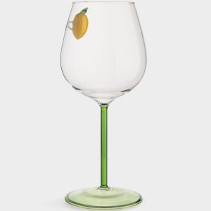 Бокал для вина ручной работы "Лимон" 550 мл в подарочной упаковке