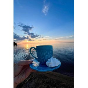 Кофейная пара "Морская" небесно-голубая из летней коллекции "Marine World Collection"