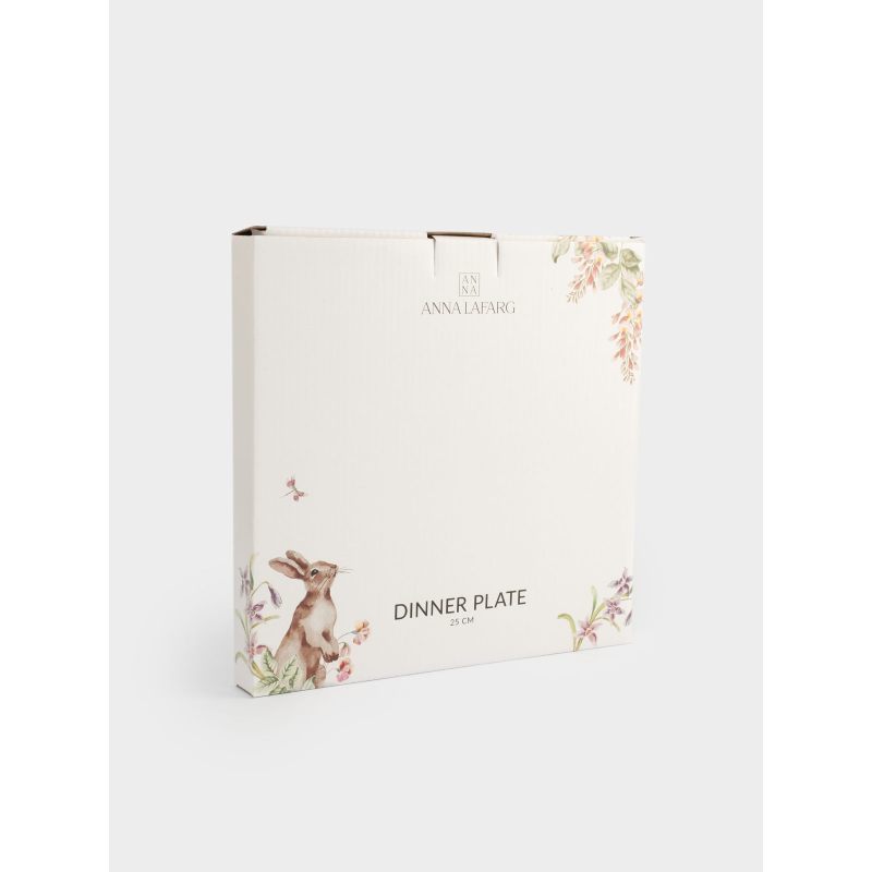 Тарелка пасхальная обеденная "Кролик с цветами" 25 см в подарочной упаковке