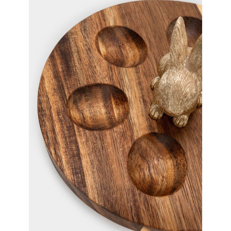 Подставка для яиц "Золотой кролик" деревянная, в подарочной упаковке