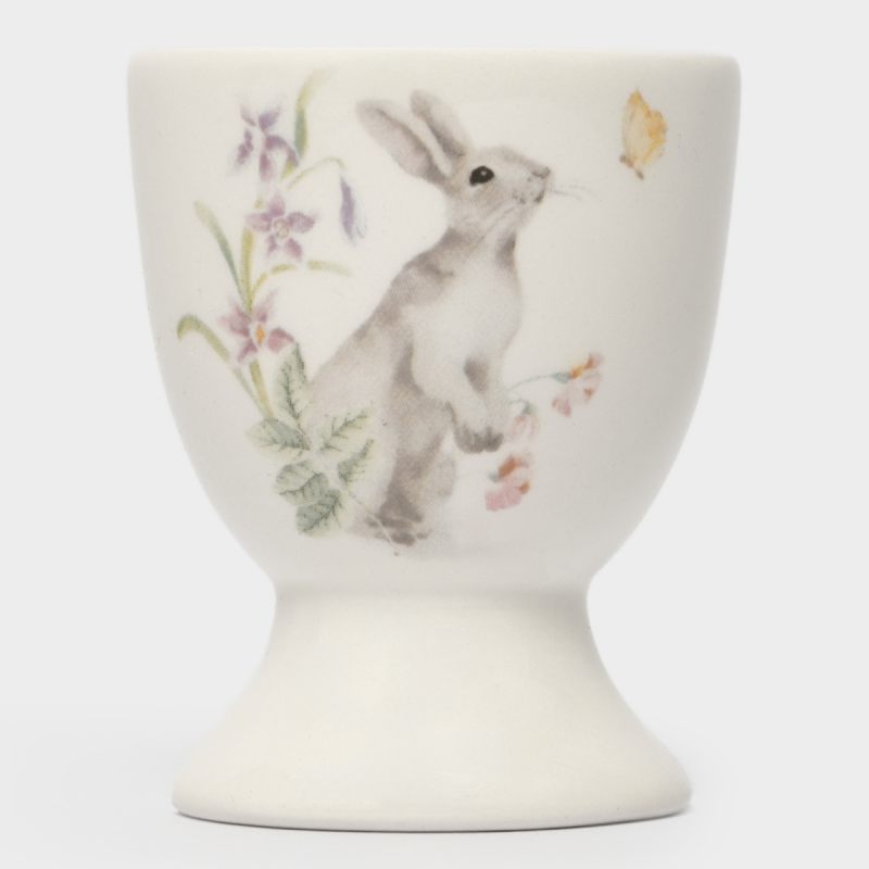 Подставка для яйца "Кролик с цветами" 7 см в подарочной упаковке