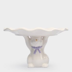 Пасхальное блюдо на ножке "Кролик с бантом" 19х12 см в подарочной упаковке