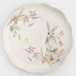 Тарелка пасхальная десертная "Кролик с цветами" 20 см в подарочной упаковке