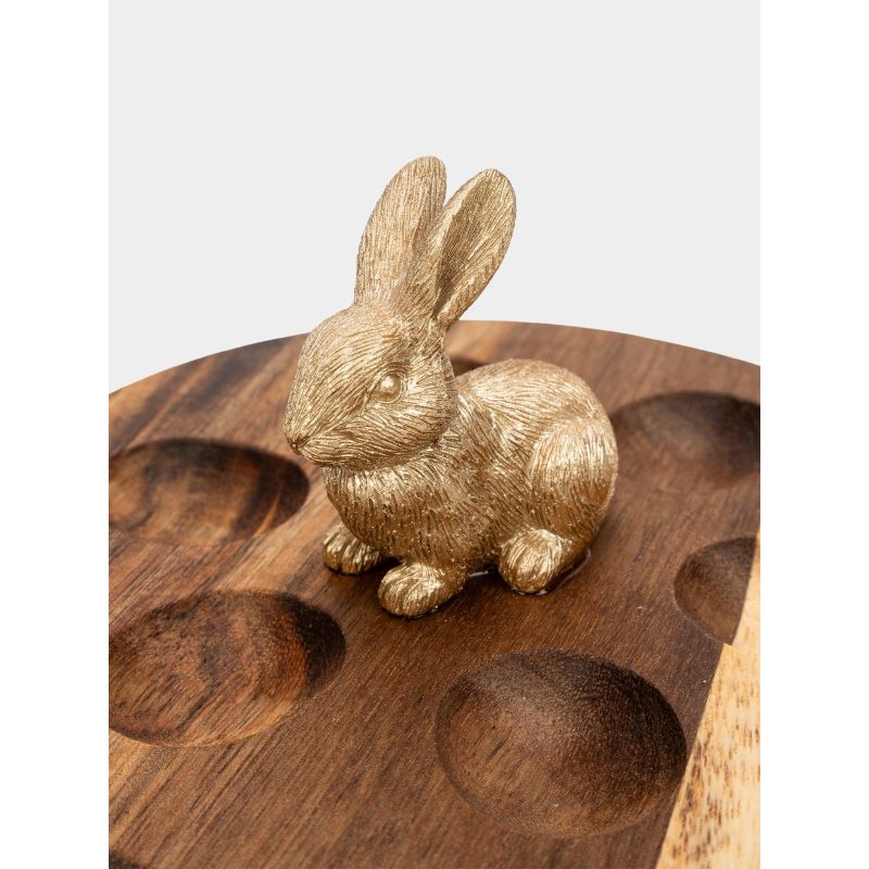 Подставка для яиц "Золотой кролик" деревянная, в подарочной упаковке