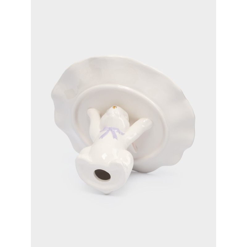 Пасхальное блюдо на ножке "Кролик с бантом" 19х12 см в подарочной упаковке