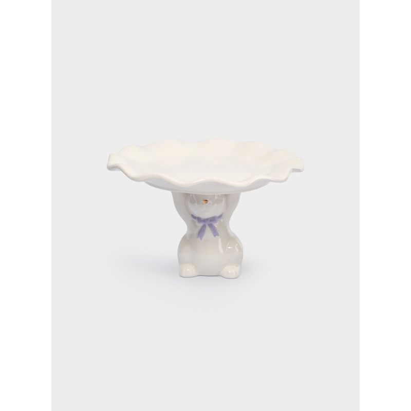 Пасхальное блюдо на ножке "Кролик с бантом" 19х12 см в подарочной упаковке