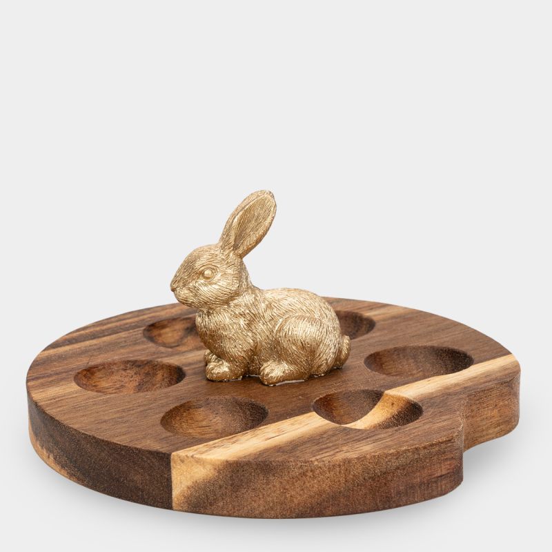 Подставка для яиц "Золотой кролик" деревянная, в подарочной упаковке
