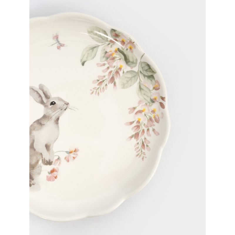 Тарелка пасхальная обеденная "Кролик с цветами" 25 см в подарочной упаковке