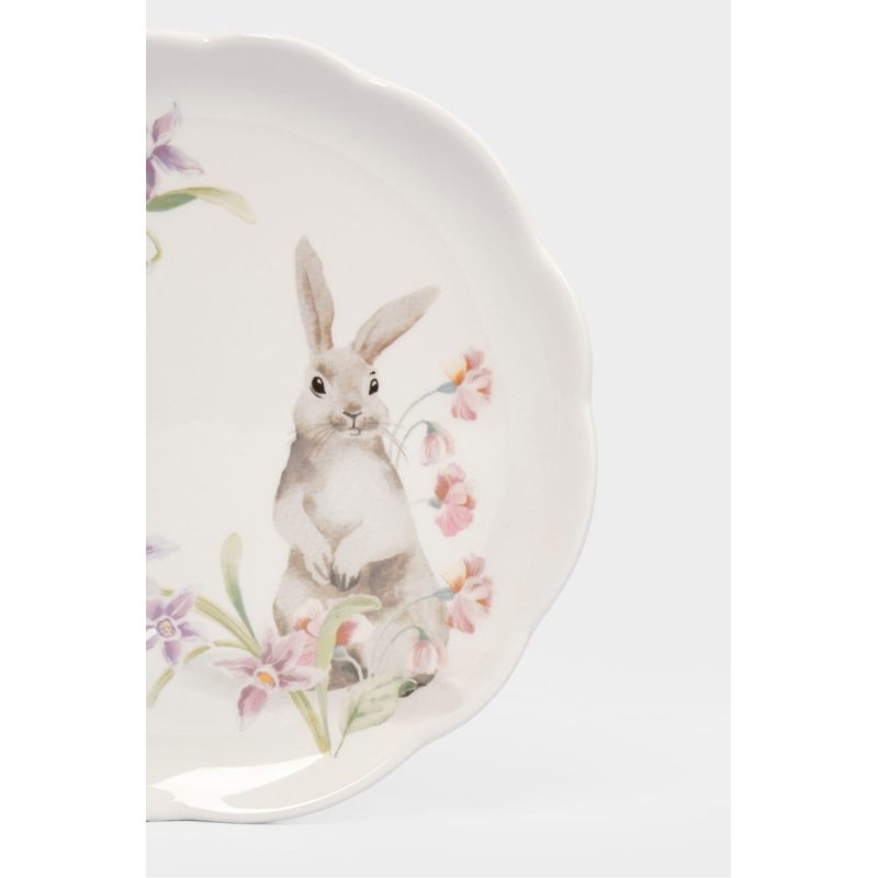 Тарелка пасхальная десертная "Кролик с цветами" 20 см в подарочной упаковке