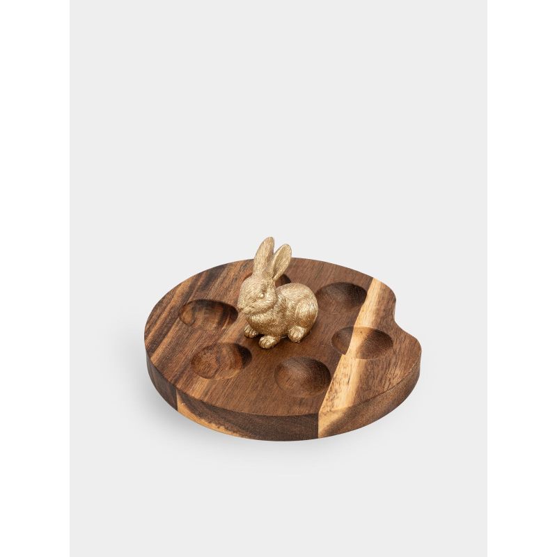 Подставка для яиц "Золотой кролик" деревянная, в подарочной упаковке