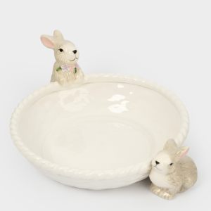 Пасхальная ваза для фруктов "Кролики с корзинкой" 26х6 см