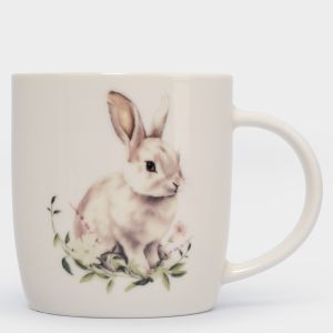Кружка пасхальная "Кролик в цветах" 360 мл из фарфора