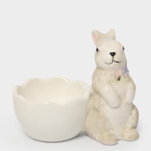 Пасхальная подставка для яйца "Кролик с цветами" 8 см