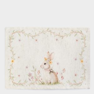 Пасхальная салфетка под приборы "Кролик в цветах" 30х45 см