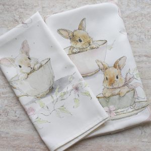 Набор кухонных полотенец "Кролики в чашках" 2 шт