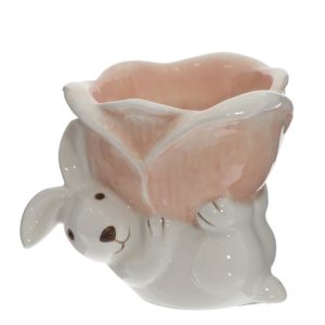 Пасхальная подставка для яйца "Кролик с цветком"