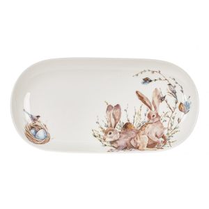 Пасхальное блюдо овальное "Лесные кролики" 30,5 см