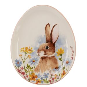 Пасхальное блюдо в форме яйца "Кролик в цветах" в подарочной упаковке