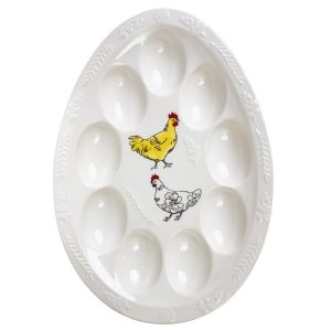 Пасхальное блюдо для яиц "Курочки" 28,5 см из фарфора