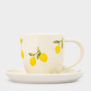 Чайная пара фарфоровая с лимонами "Limoncello" 300 мл в подарочной упаковке