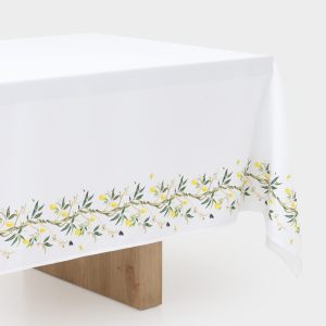 Скатерть на стол тканевая "Лимоны на ветках"