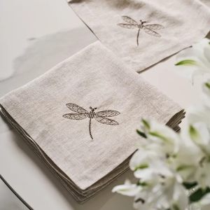 Сервировочная салфетка "Вечерние стрекозы" натуральный лён
