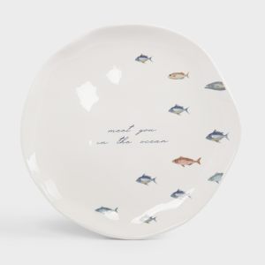 Тарелка десертная с рыбками "Sea World" 25 см в подарочной упаковке