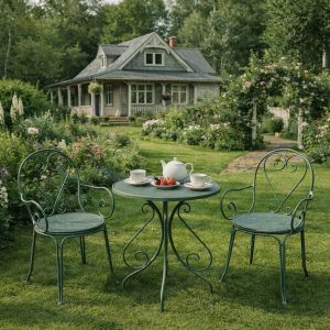 Комплект садовой мебели "Зелёные завитки" стол и 2 стула