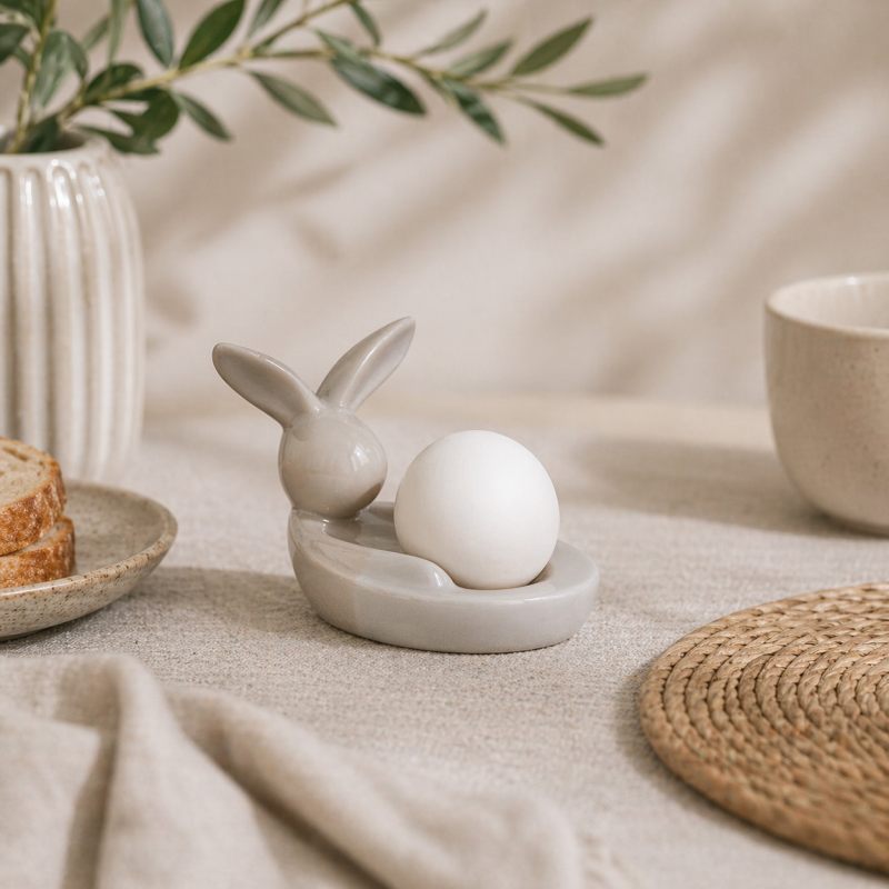 Подставка для яиц "С кроликом" (белый/кофейный)