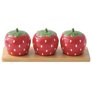 Набор банок для хранения на подставке "Jardin Des Fraise" 3шт в подарочной упаковке