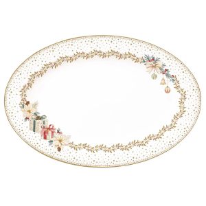 Новогоднее блюдо сервировочное овальное "White Elegance" 35см в подарочной упаковке