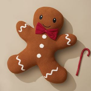 Новогодняя подушка вязаная "Classy gingerbread" 38х44см
